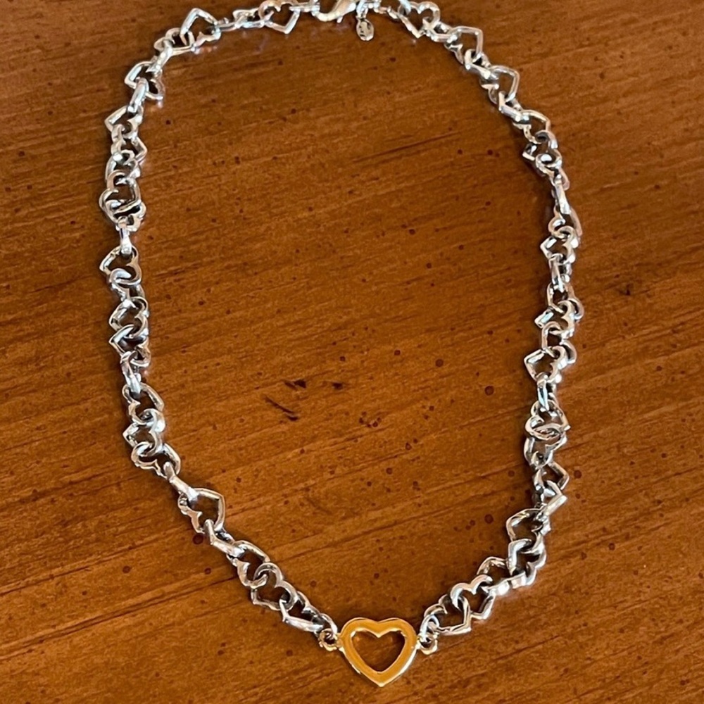 Premier Designs Silver tone Necklace with a Gold tone Heart Accent